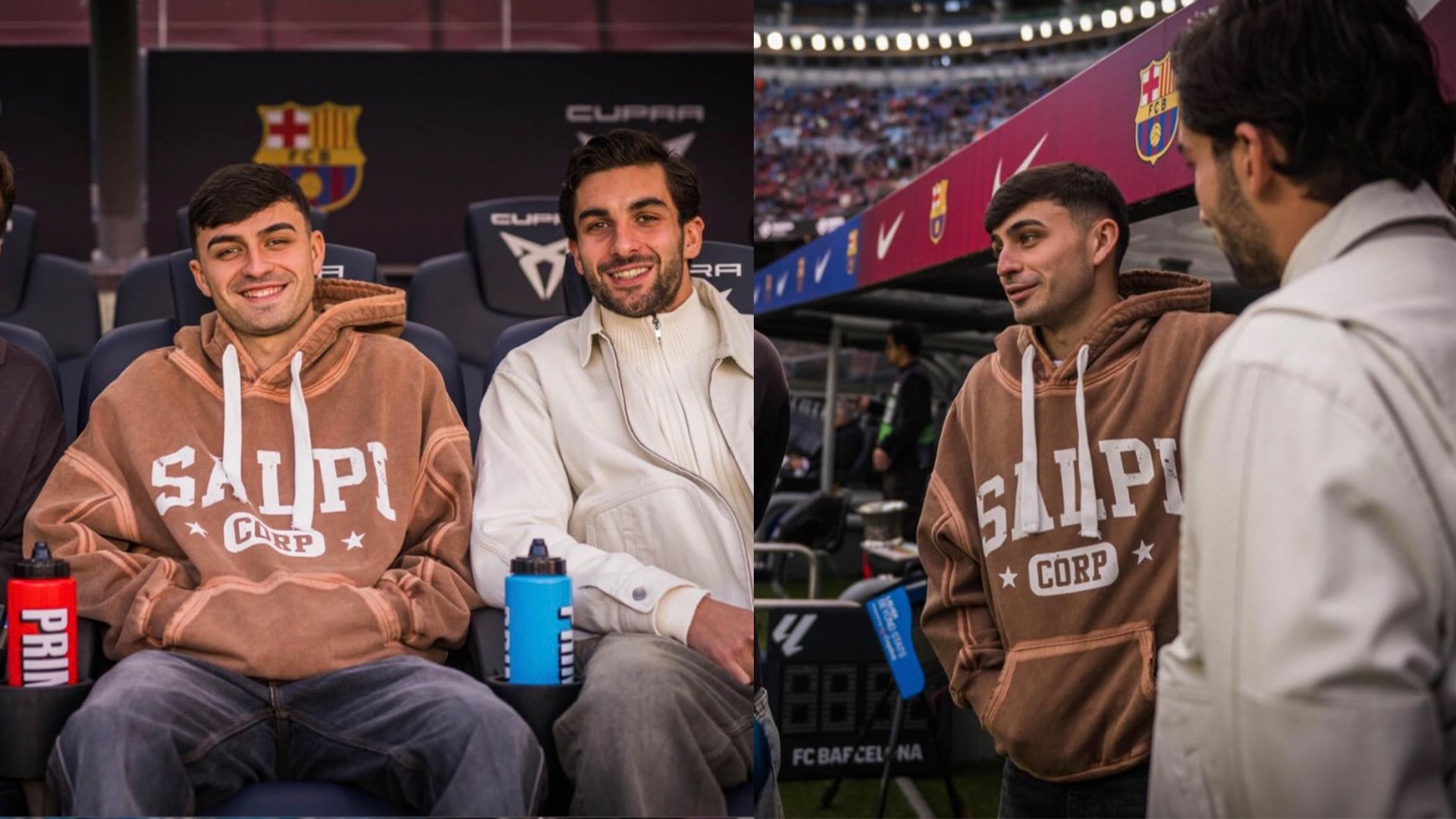 SALPI vistiendo a PEDRI y grabando con IBAI LLANOS.